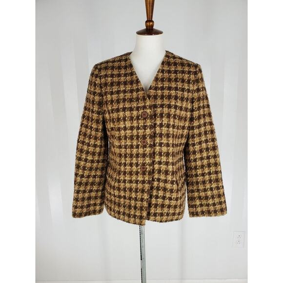KASPER Women's Brown Patterned Blazer Sz 6 - Picture 1 of 9